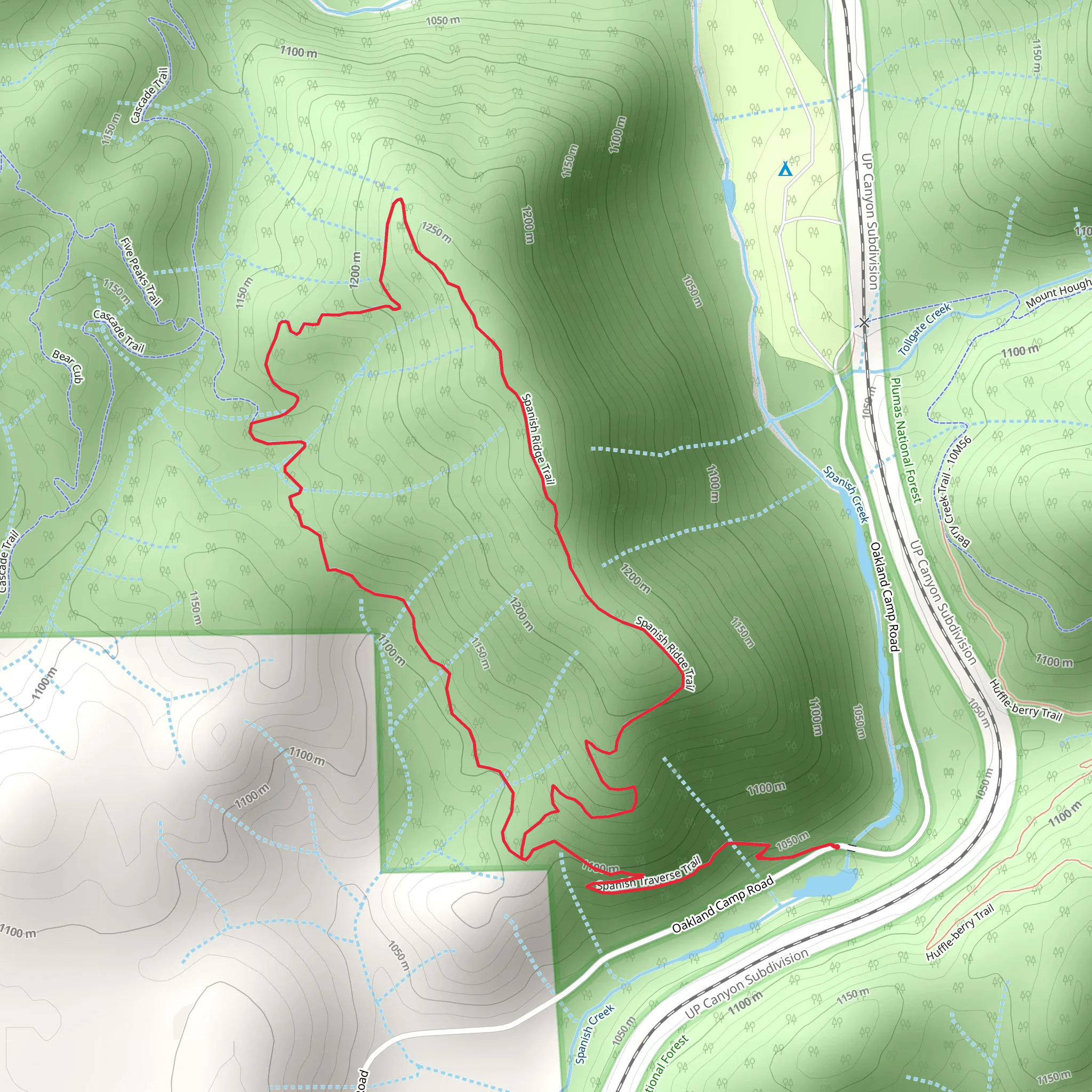 Spanish Traverse and Spanish Ridge Loop Trail mobile static map