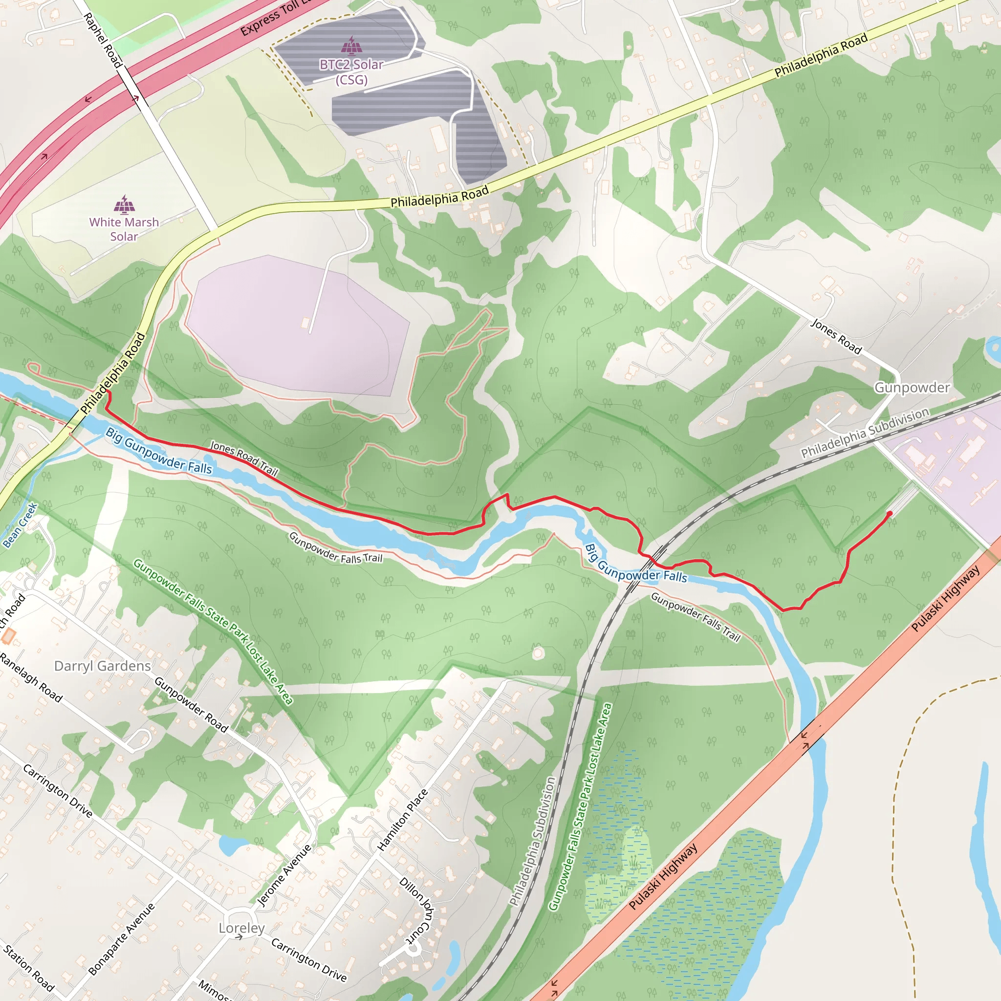 Big Gunpowder Falls via Jones Road Trail mobile static map