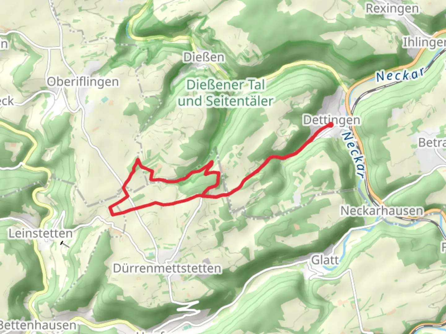 An image depicting the trail Dettingen to Haidenhof Loop and its surrounding area.