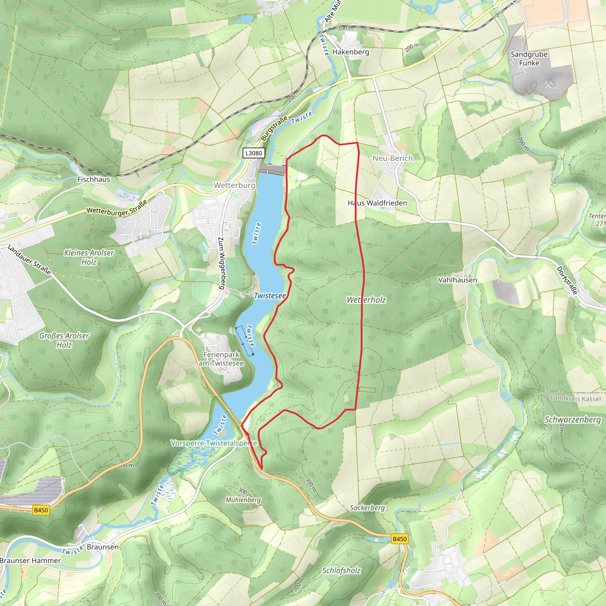 Twistetalsperre via Bad Arolsen Wanderweg mobile static map