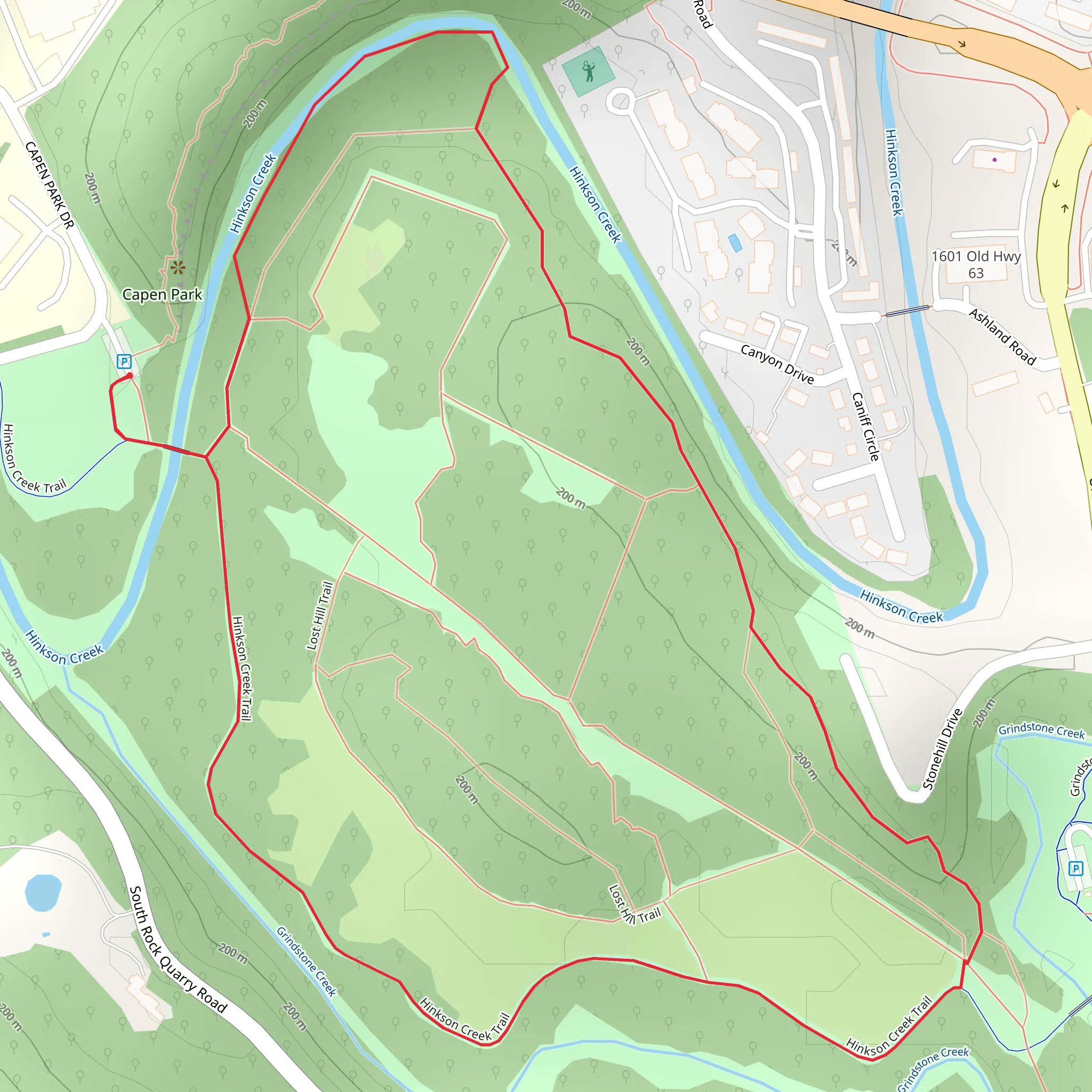 Hinkson Creek Loop Trail mobile static map