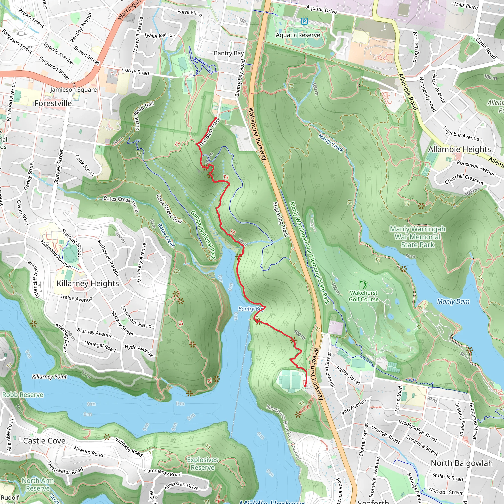 Seaforth Oval to Natural Bridge Track mobile static map