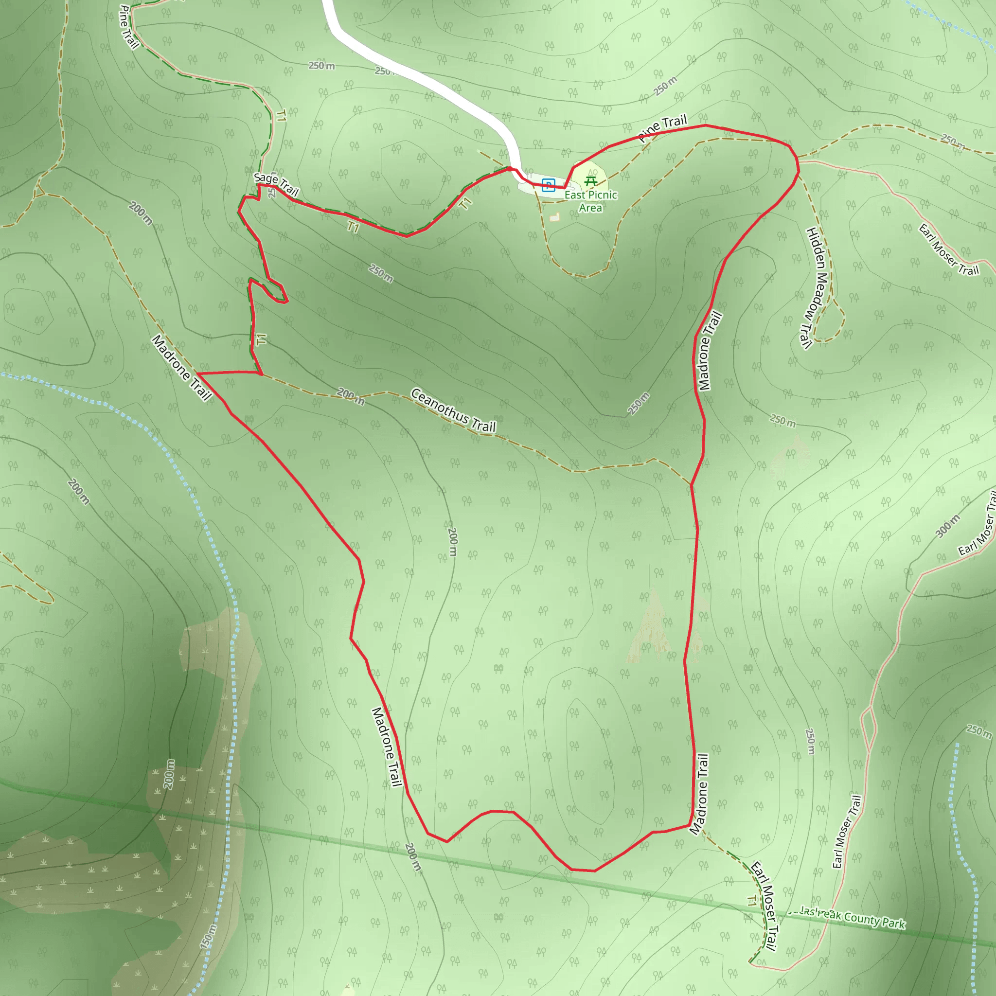 Sage Trail and Madrone Loop Trail mobile static map