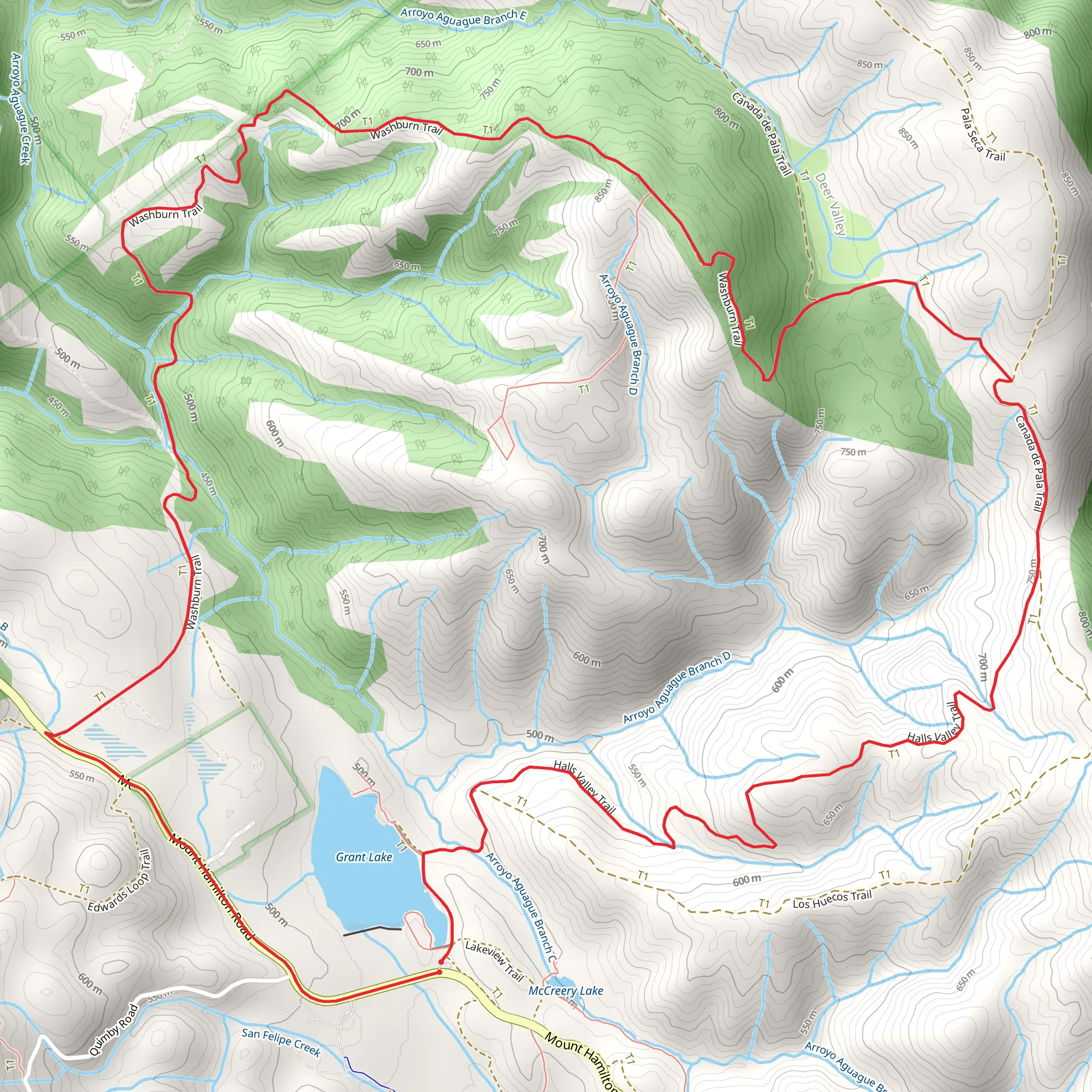 Halls Valley Lake Loop mobile static map
