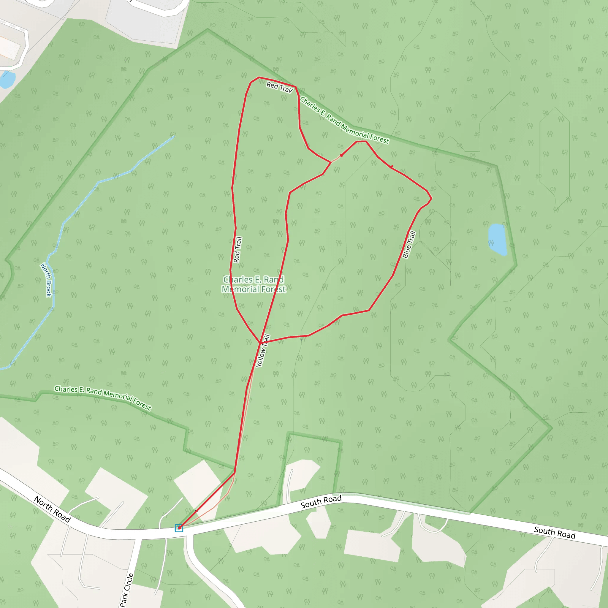 Red and Blue Trail Loop via North Road mobile static map
