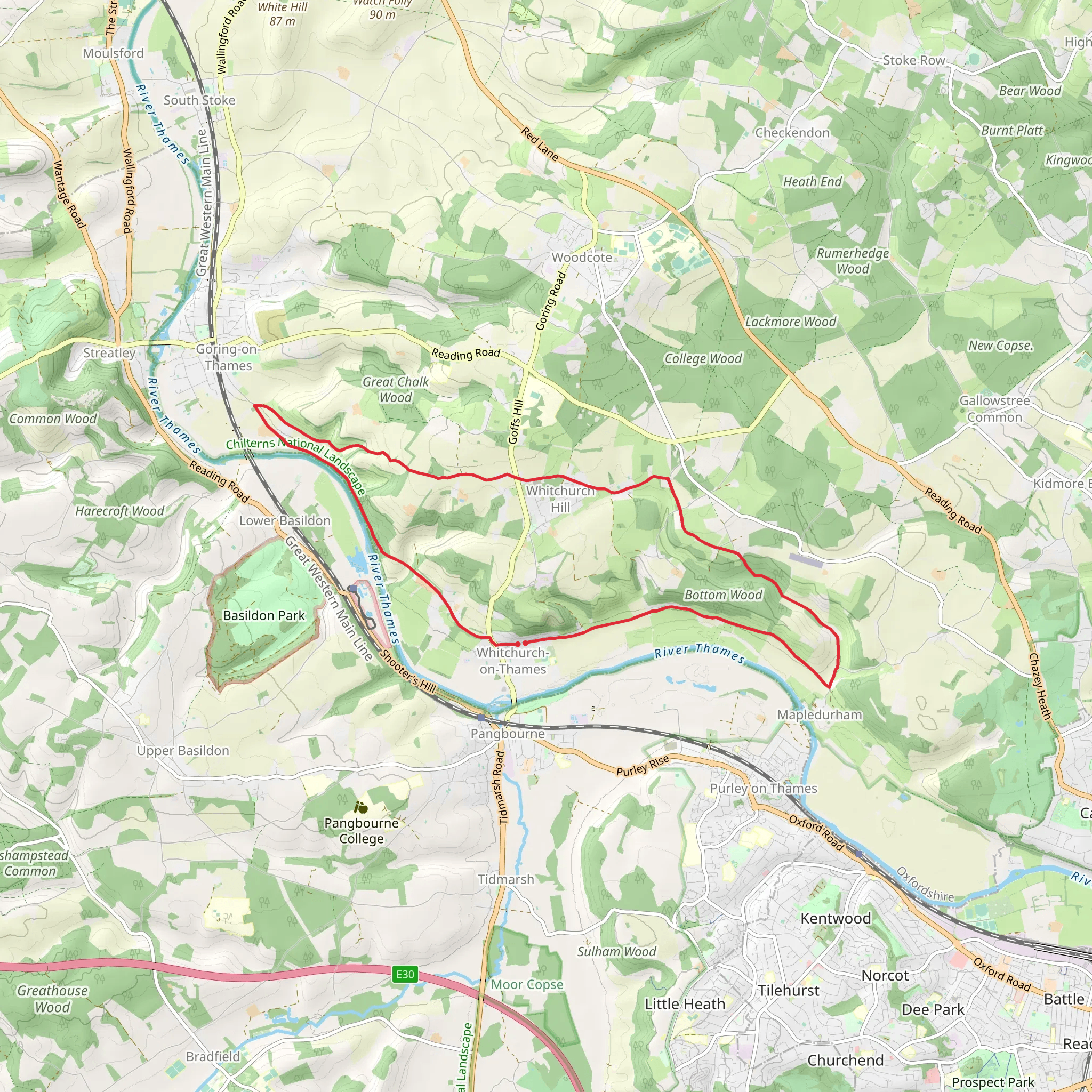 Lower Harstock Wood, Hattonhill Shaw and Bottom Wood Loop mobile static map