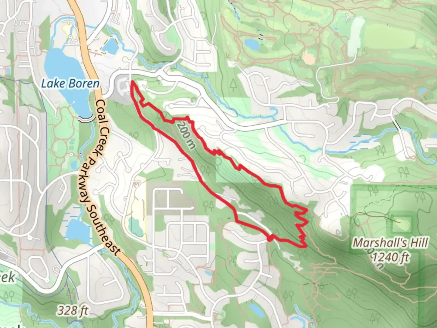 An image depicting the trail Cross Town Trail and Highlands Trail and its surrounding area.