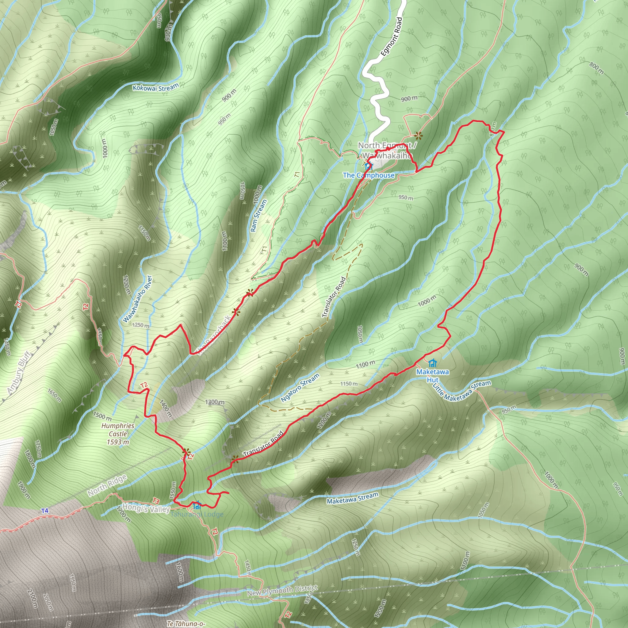 Radio Tower to Tahurangi Lodge to Maketawa Track Loop mobile static map