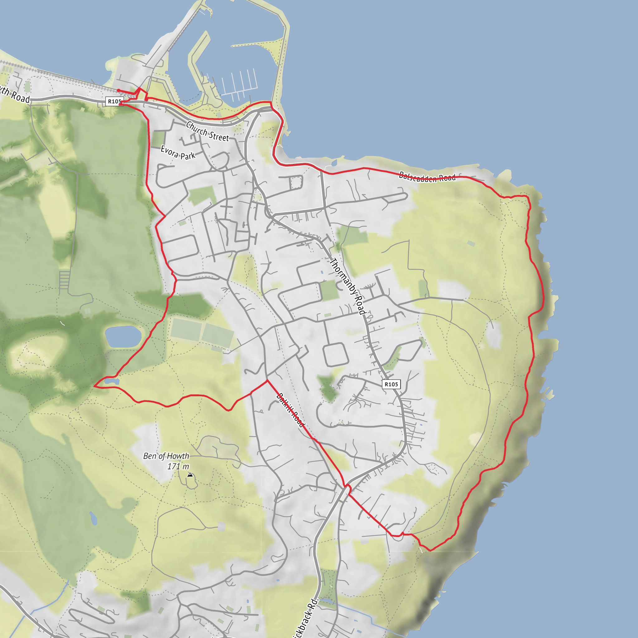 Howth Cliffs and Woodland Trail mobile static map