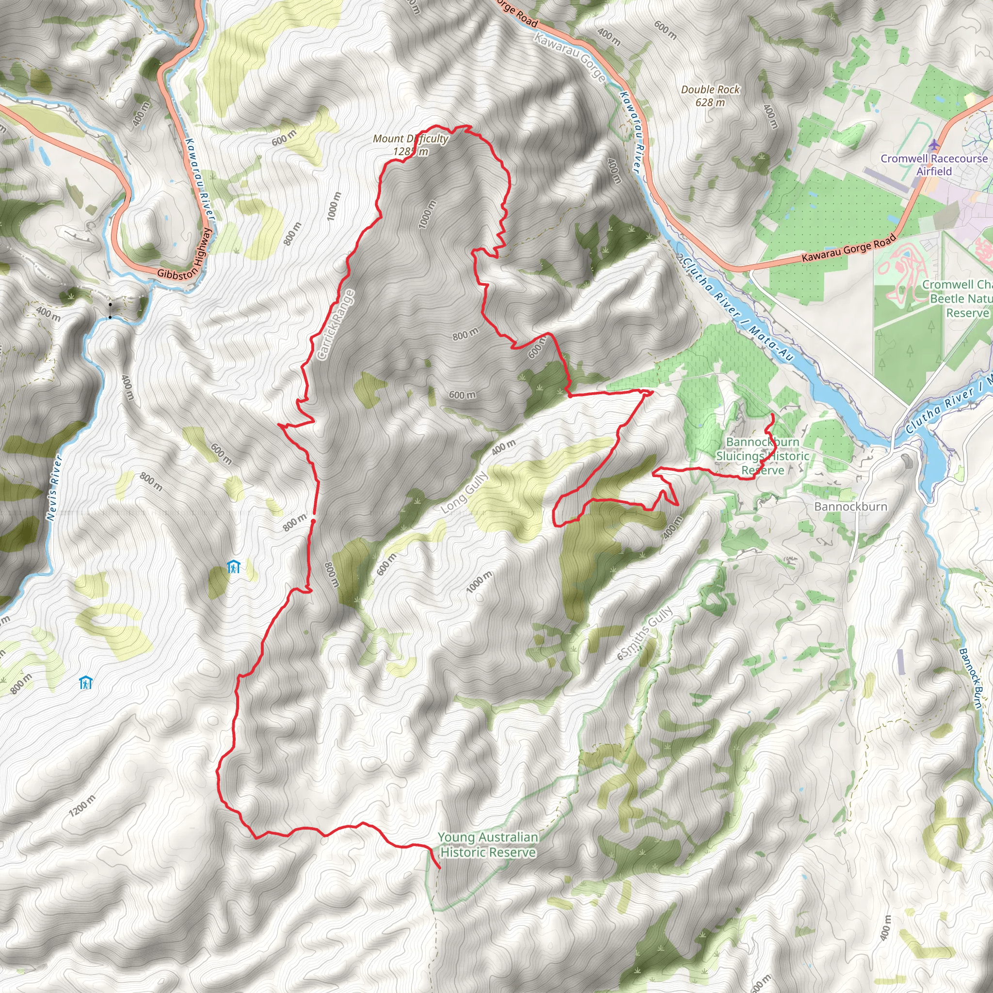 Mt Difficulty Track - One Way Option mobile static map