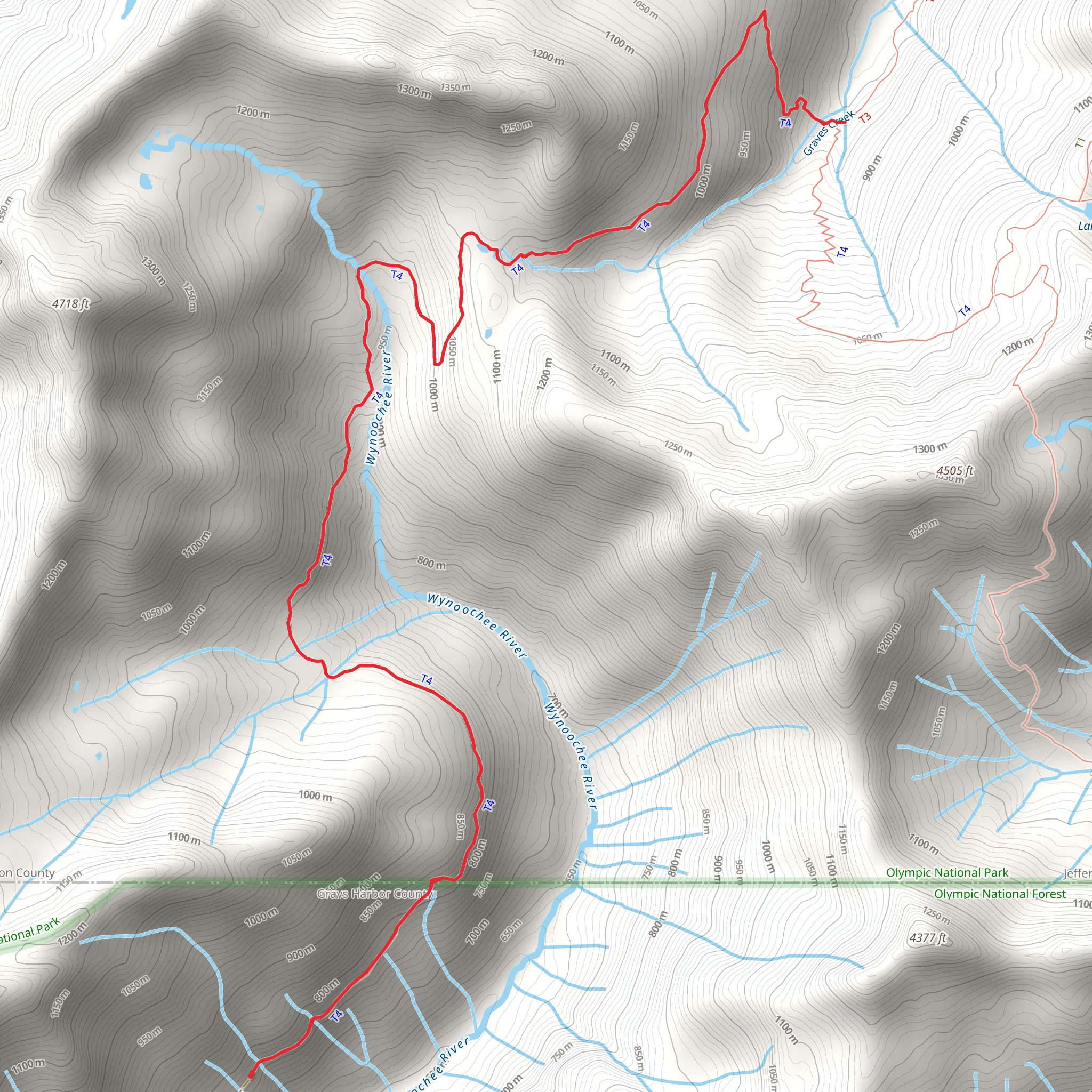 Wynoochee Pass Trail Out and Back mobile static map
