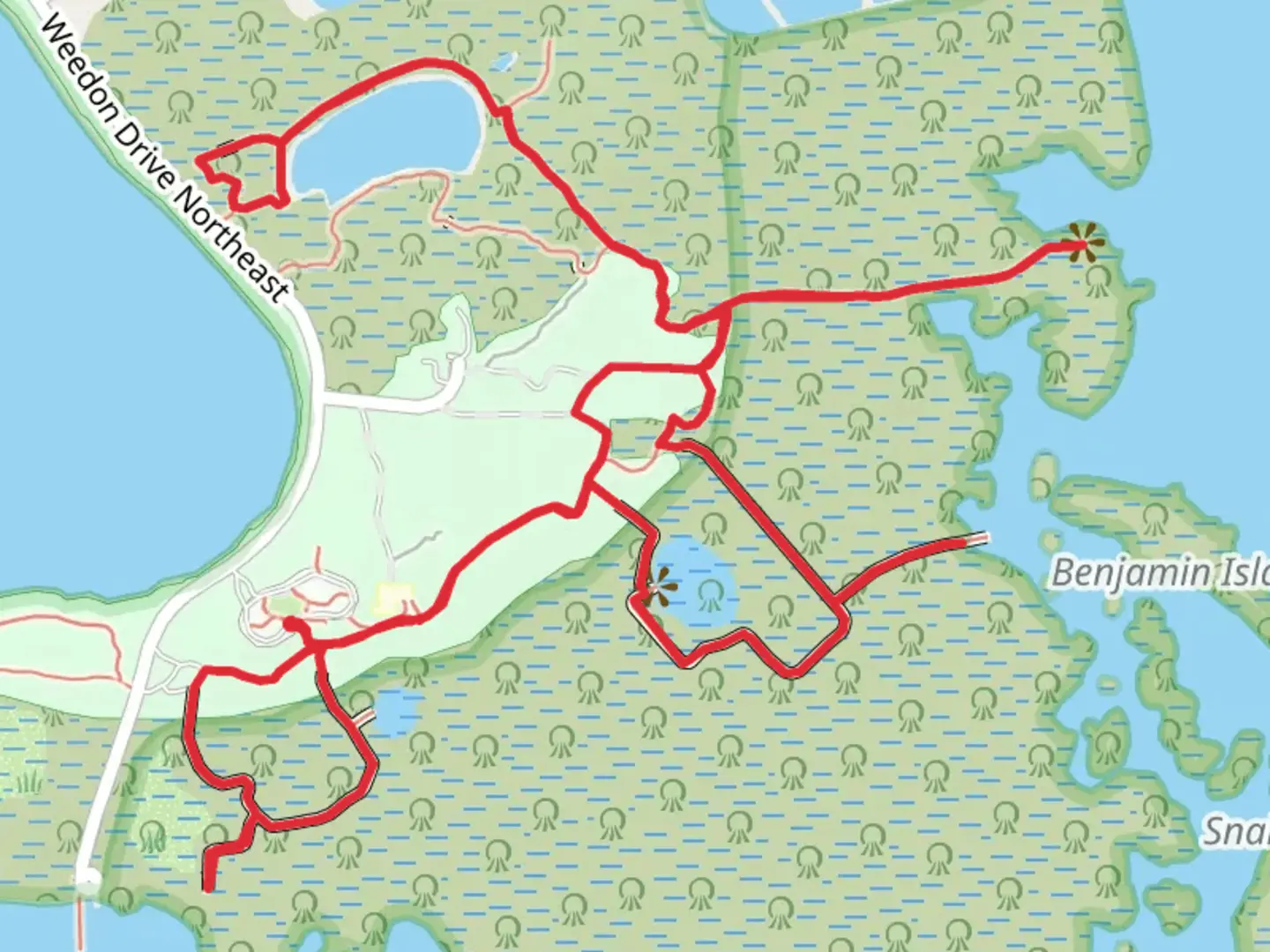 An image depicting the trail Upland TRail, Lookout Point Trail and Boy Scout Trail Loop and its surrounding area.