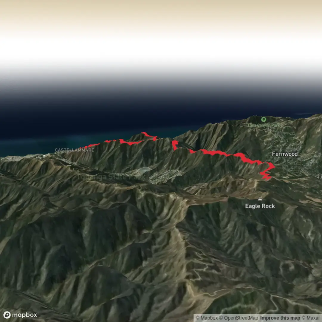 An image depicting the trail LARC Los Leones to Eagle Spring Fire Road Trail and its surrounding area.