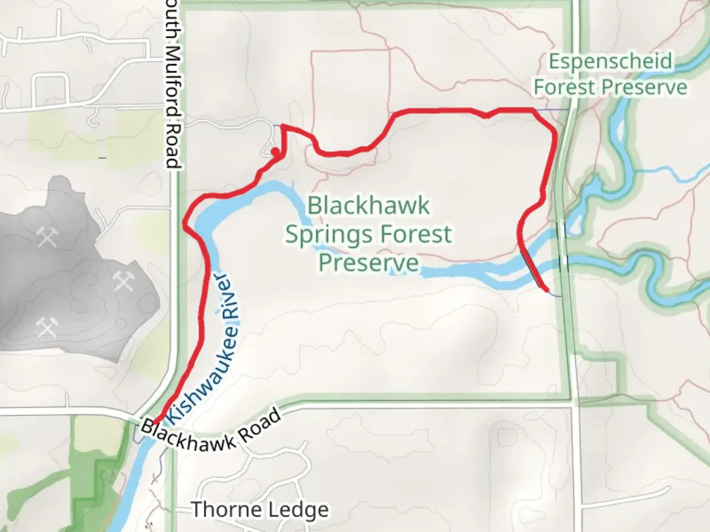 An image depicting the trail Kishwaukee River Walkalong - South Mulford Road and its surrounding area.