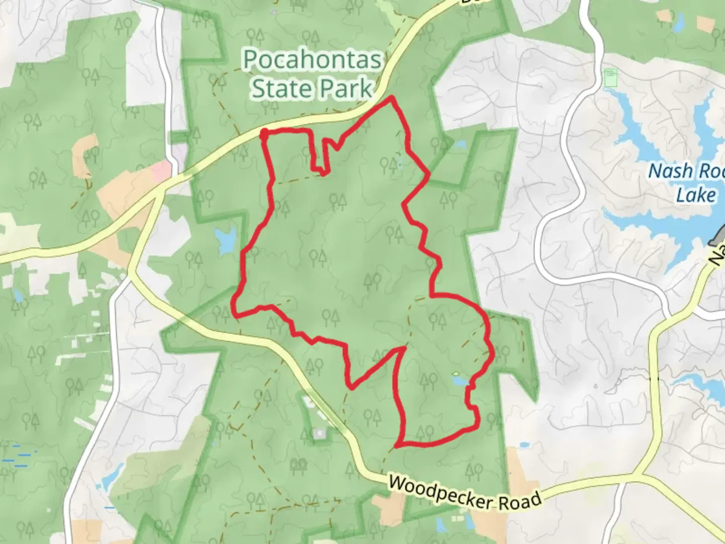 An image depicting the trail Gill Forest, Lush Forest and Swift Creek Linear Park Loop Trail and its surrounding area.
