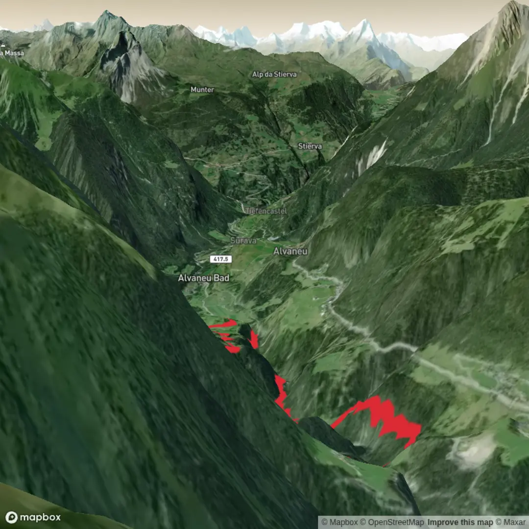 An image depicting the trail Hike from Bergün Filisur viaducts and its surrounding area.