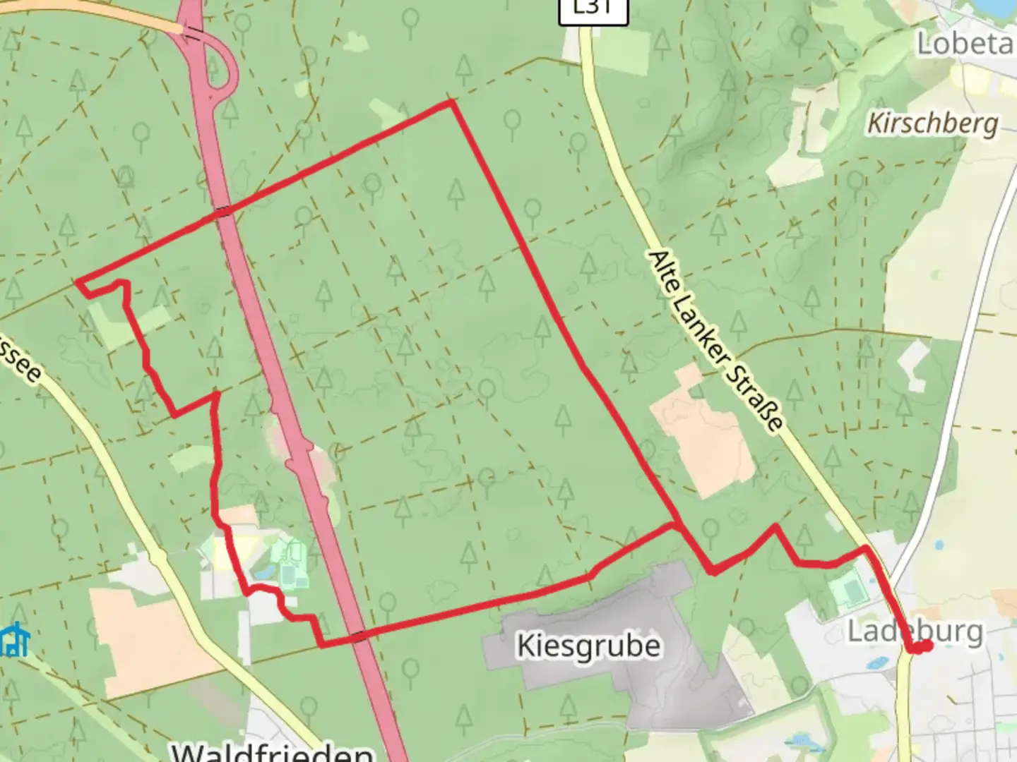 An image depicting the trail Ladeburg Loop and its surrounding area.