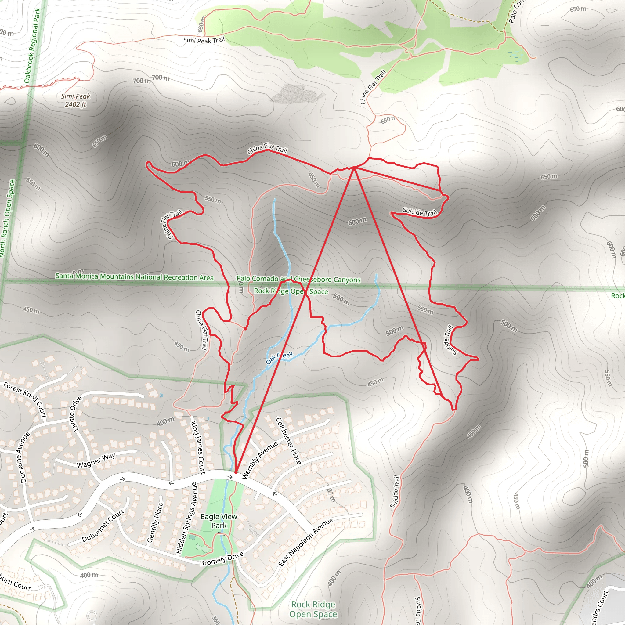 Suicide and China Flat Loop Trail mobile static map