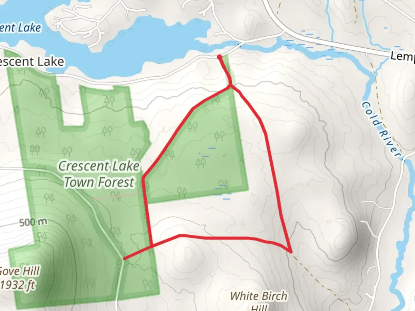 An image depicting the trail Acworth Town Forest Loop Trail and its surrounding area.