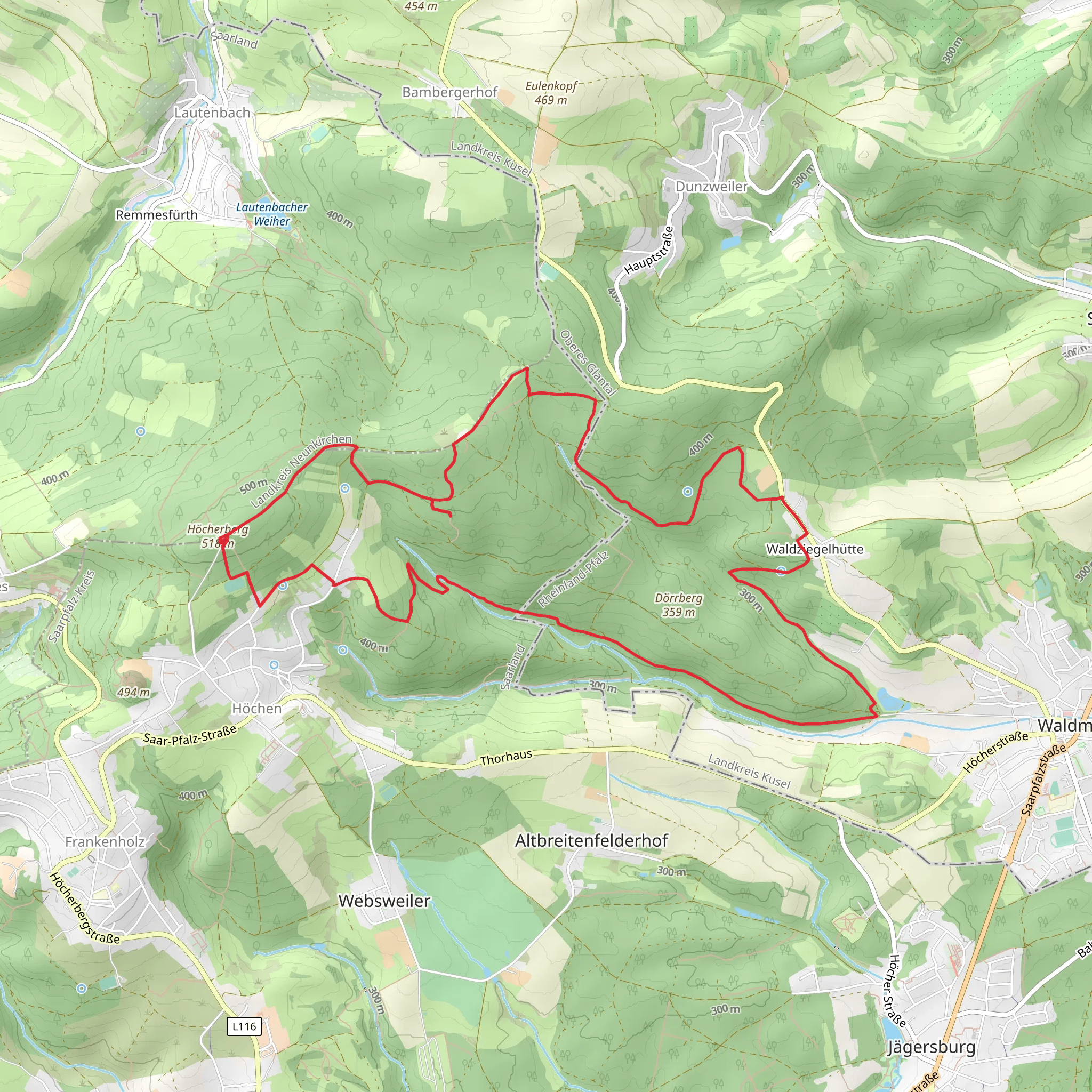 Fördermaschinenhaus via Pfaelzerwald Gruen Gelbes Kreuz mobile static map