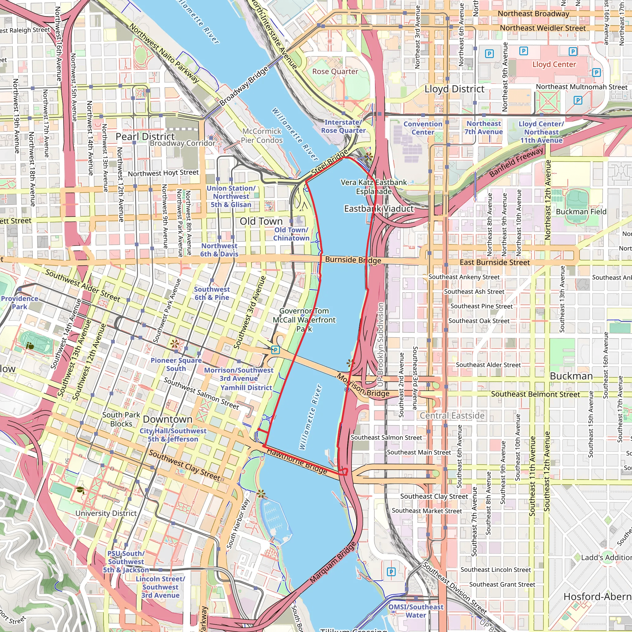 Willamette Greenway Trail Loop mobile static map