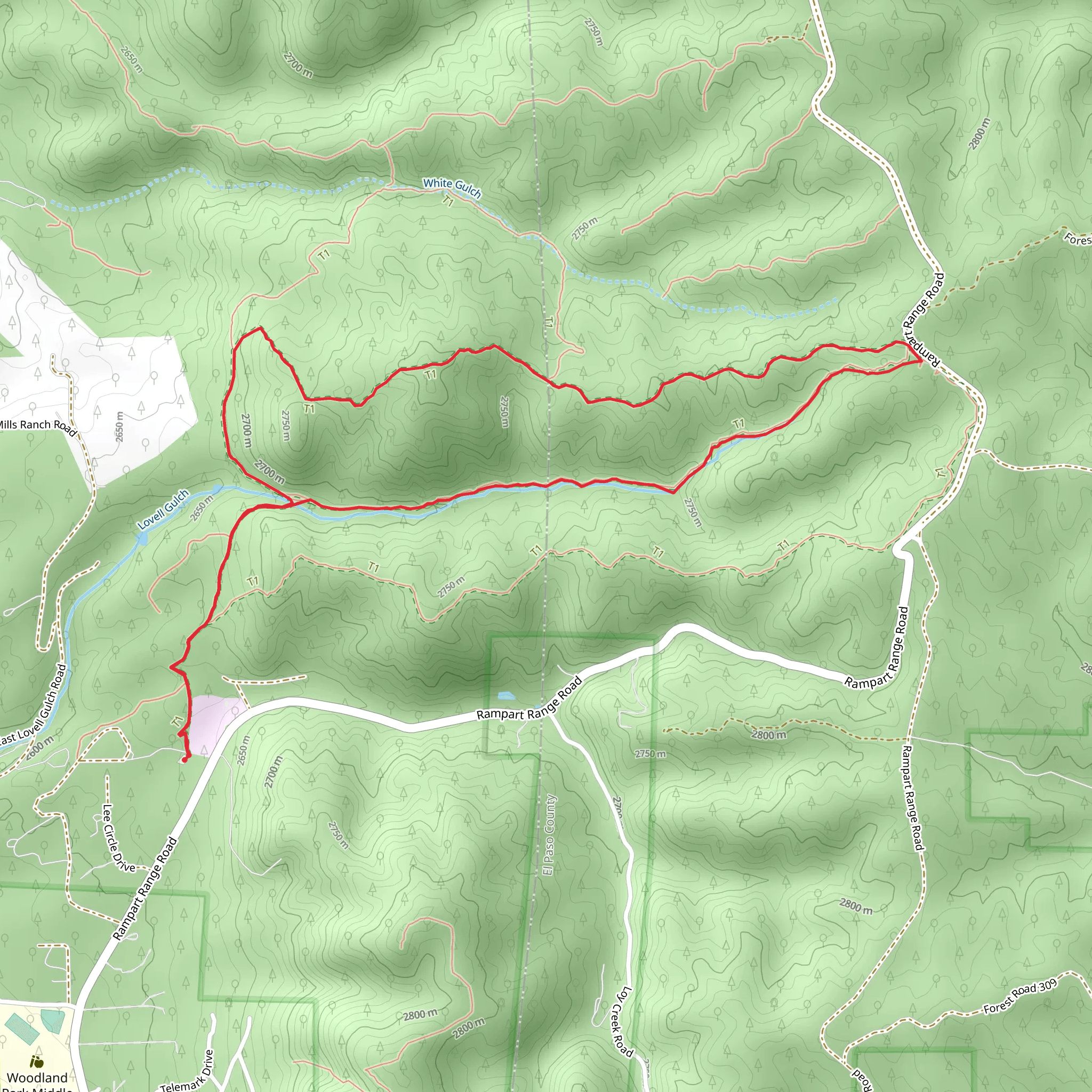 Lovell Gulch Trail mobile static map