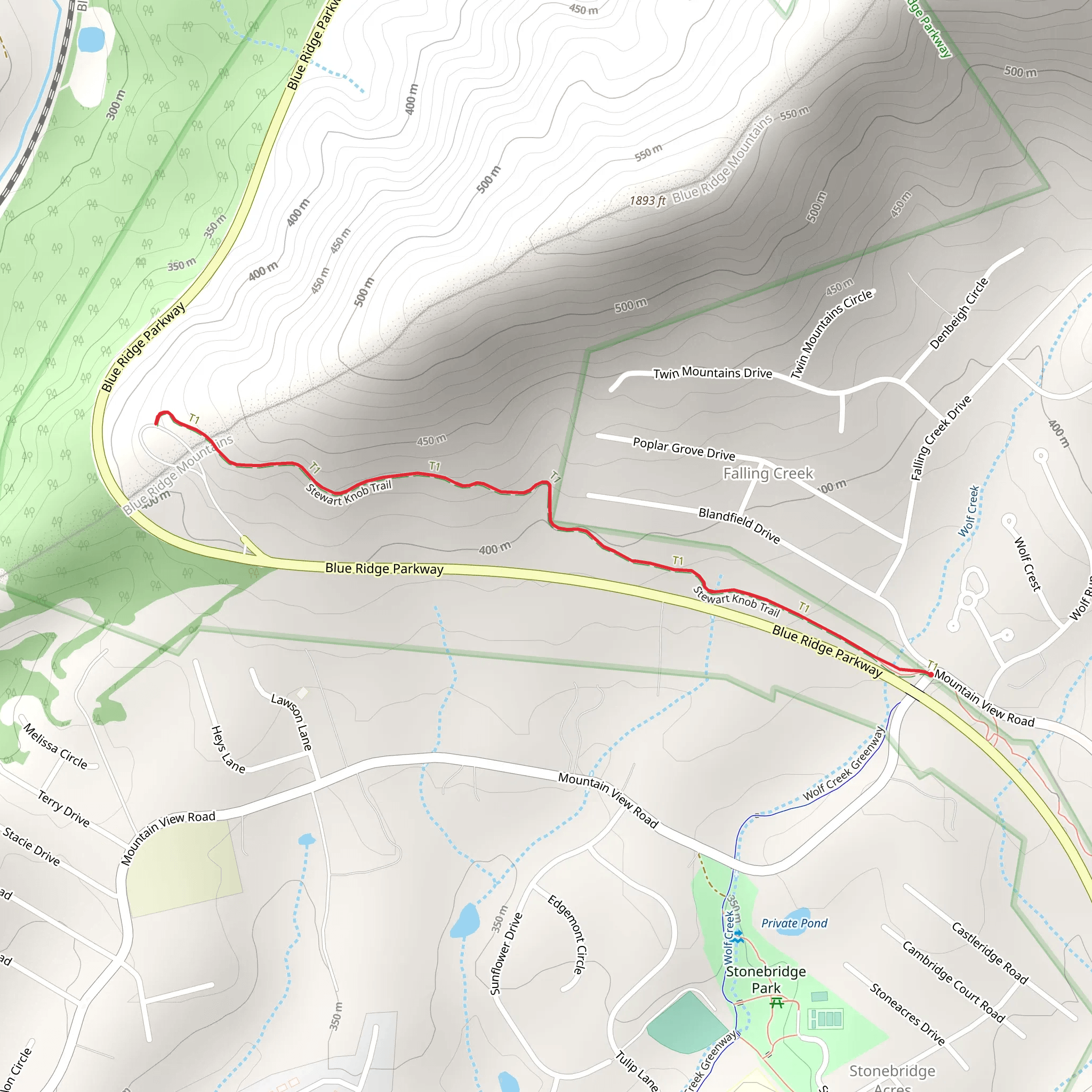 Stuarts Knob Trail mobile static map