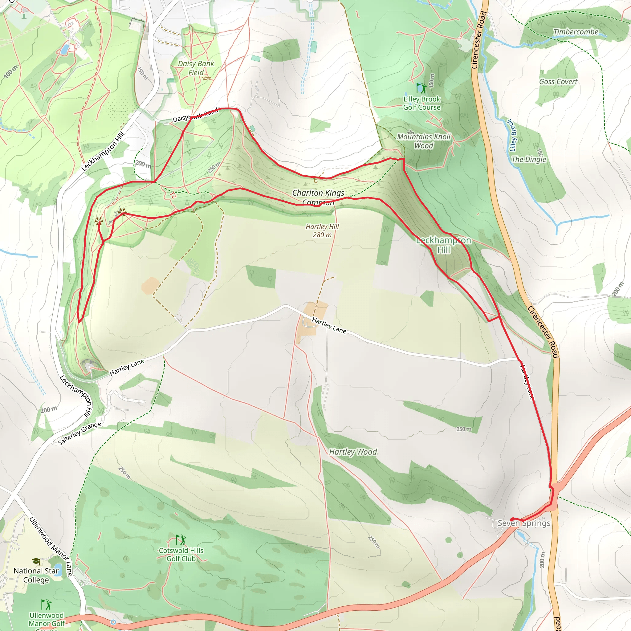 Leckhampton Hill Loop mobile static map