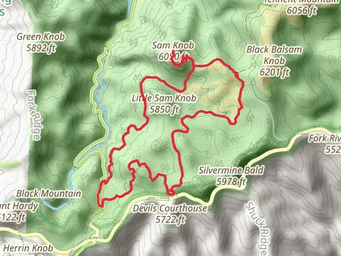 Sam Knob, Flat Laurel Creek, Mountains-to-Sea and Little Sam Loop Trail