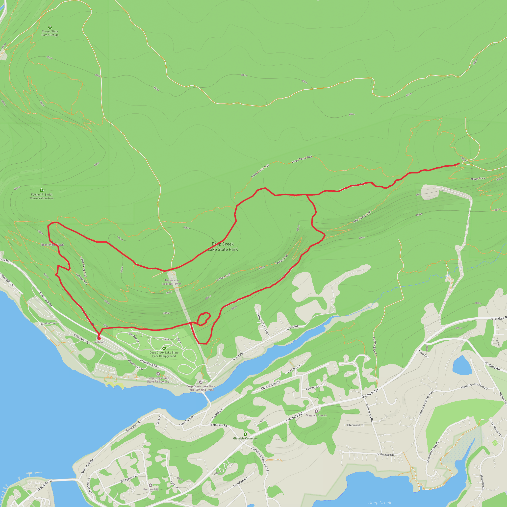 Deep Creek Lake via Meadow Mountain Trail mobile static map