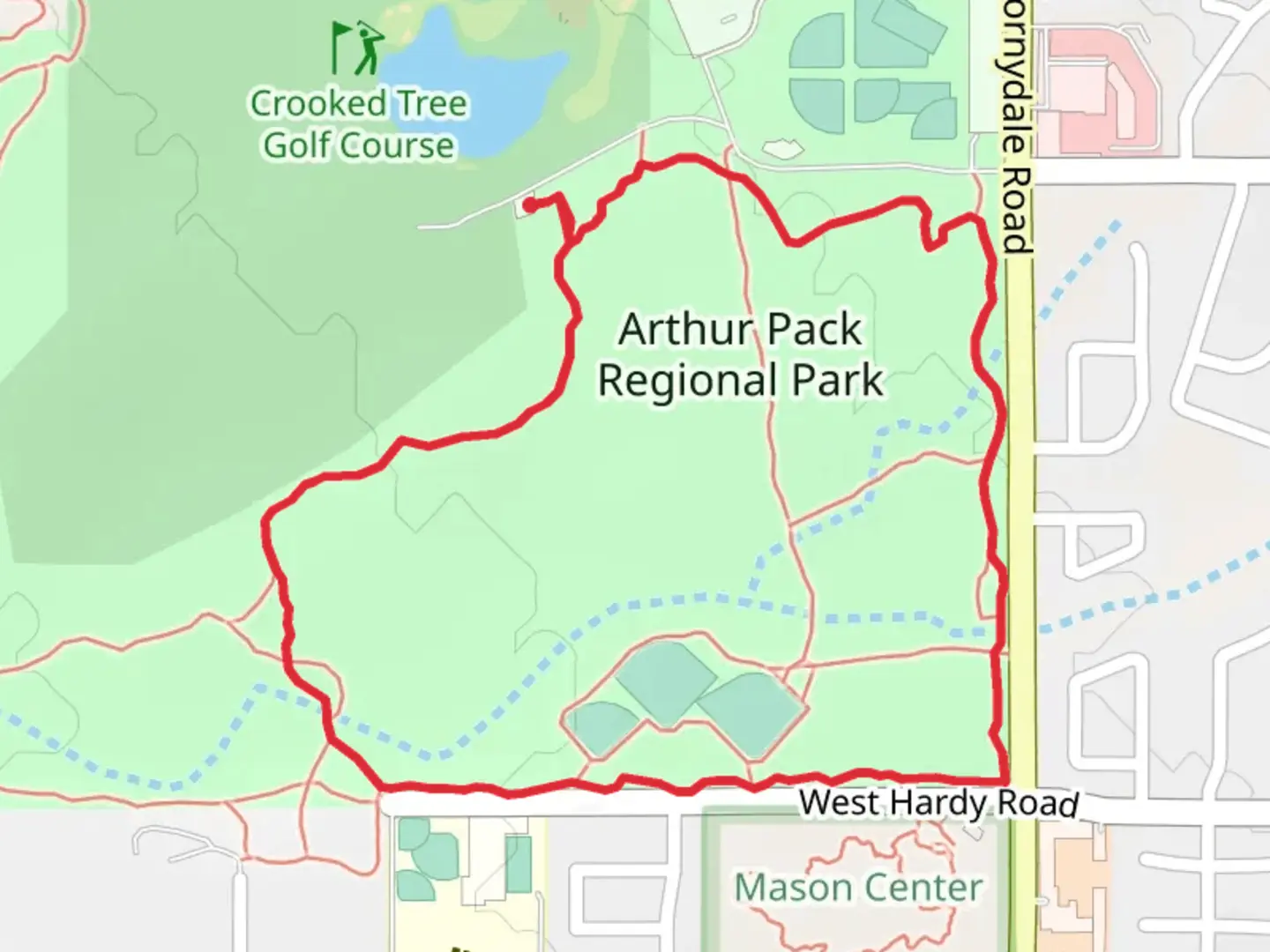 An image depicting the trail Maeveen Behan Loop Trail and its surrounding area.