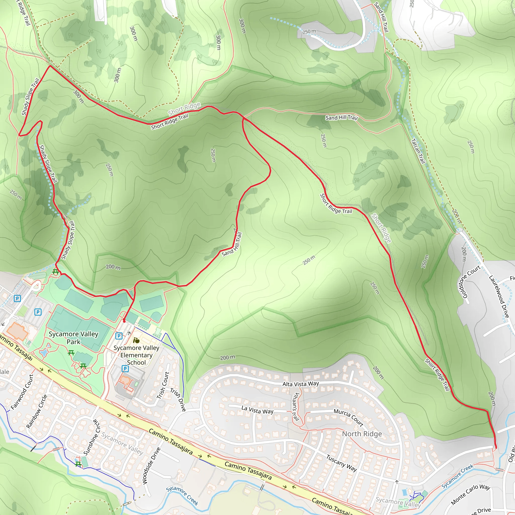 Sand Hill, Short Ridge Trail and Shady Slope Loop Trail mobile static map