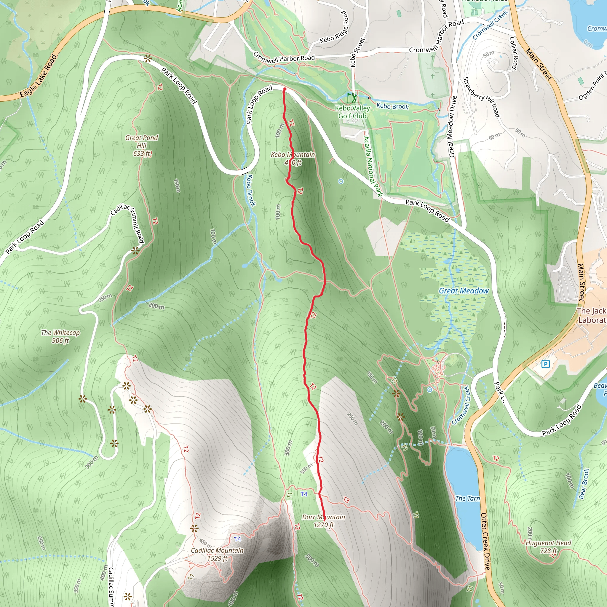Dorr Mountain via Kebo Mountain Trail mobile static map