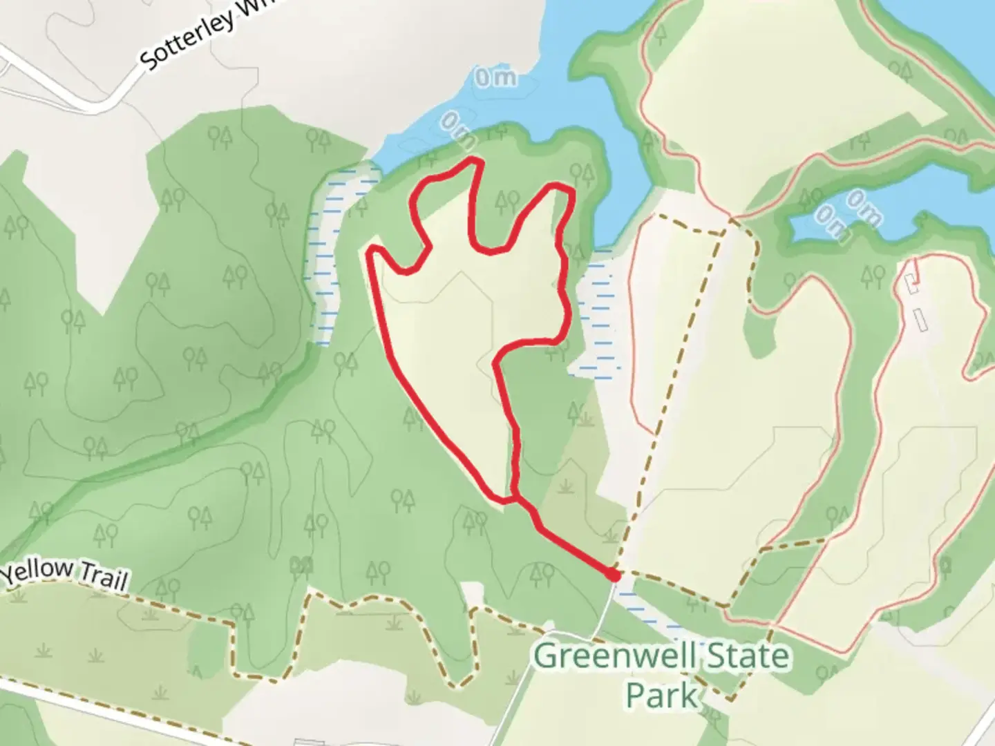 An image depicting the trail Red Trail Loop and its surrounding area.