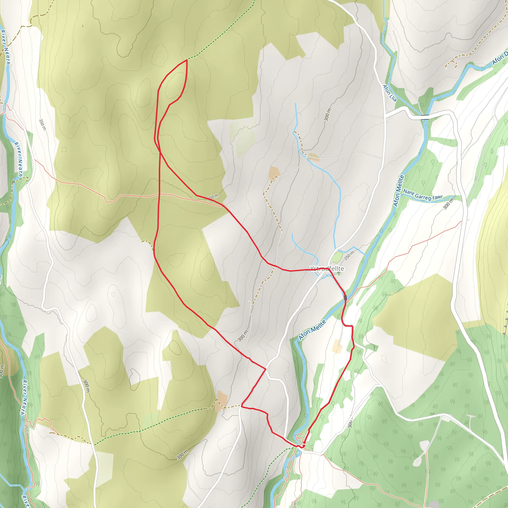 Carnau Gwynion from Ystradfellte mobile static map