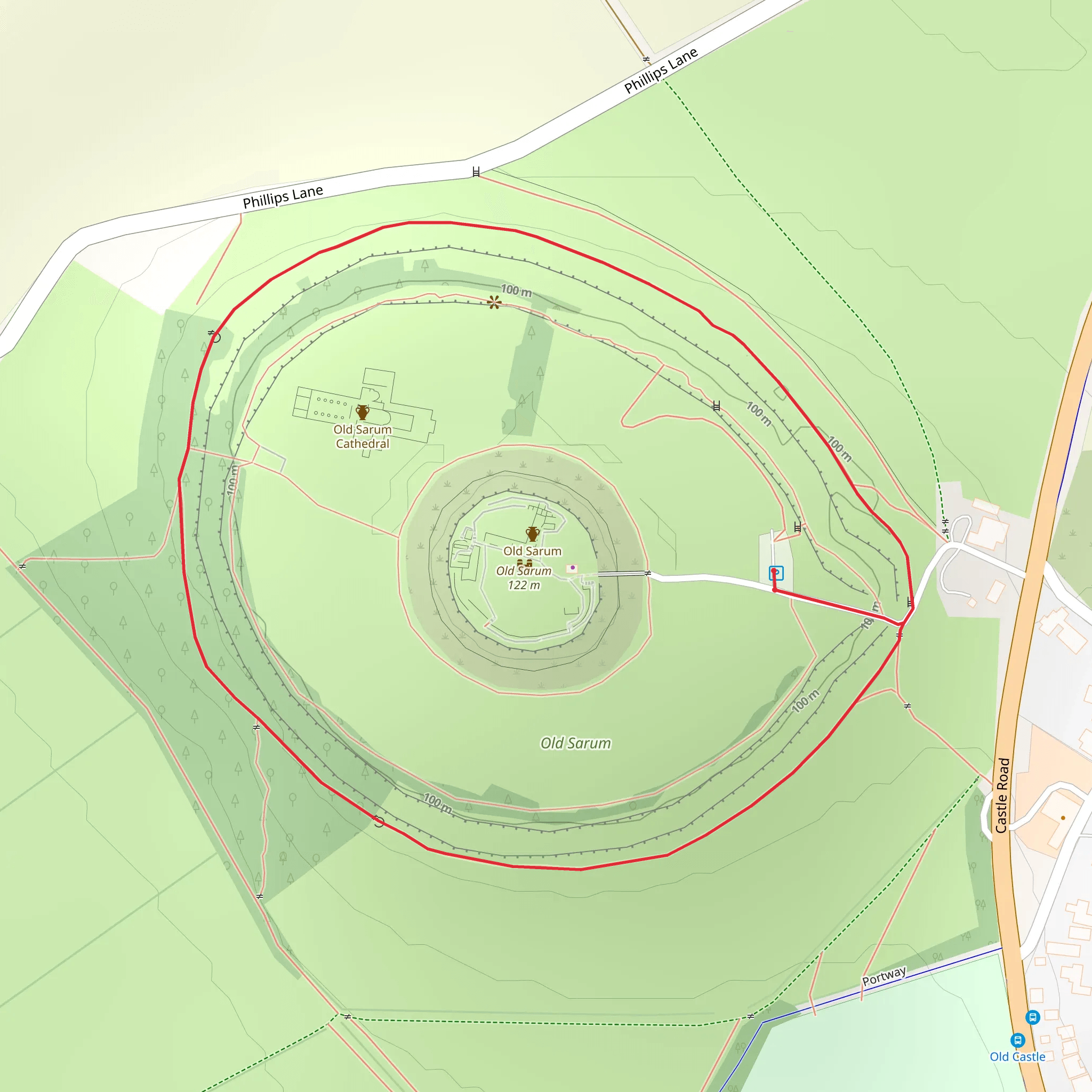 Old Sarum Castle Loop mobile static map