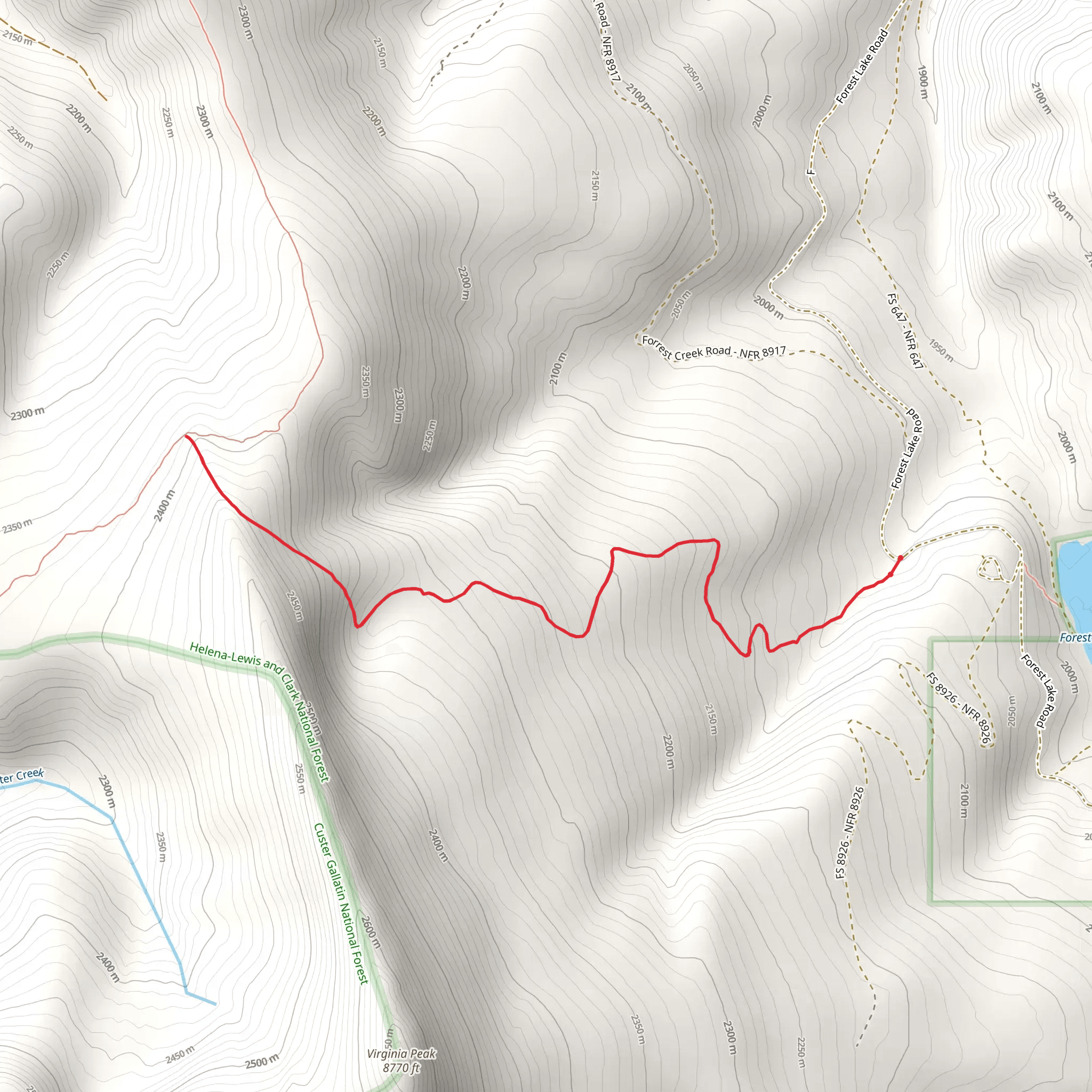 Virgina Peak Trail mobile static map