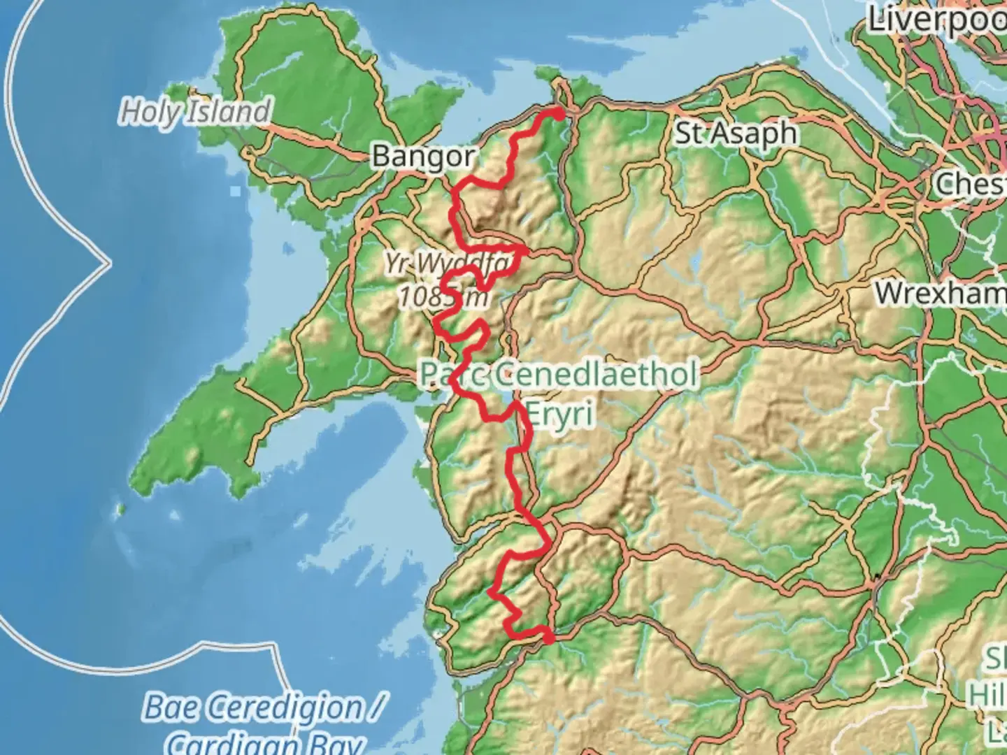 An image depicting the trail Snowdonia Way - Mountain Trail and its surrounding area.