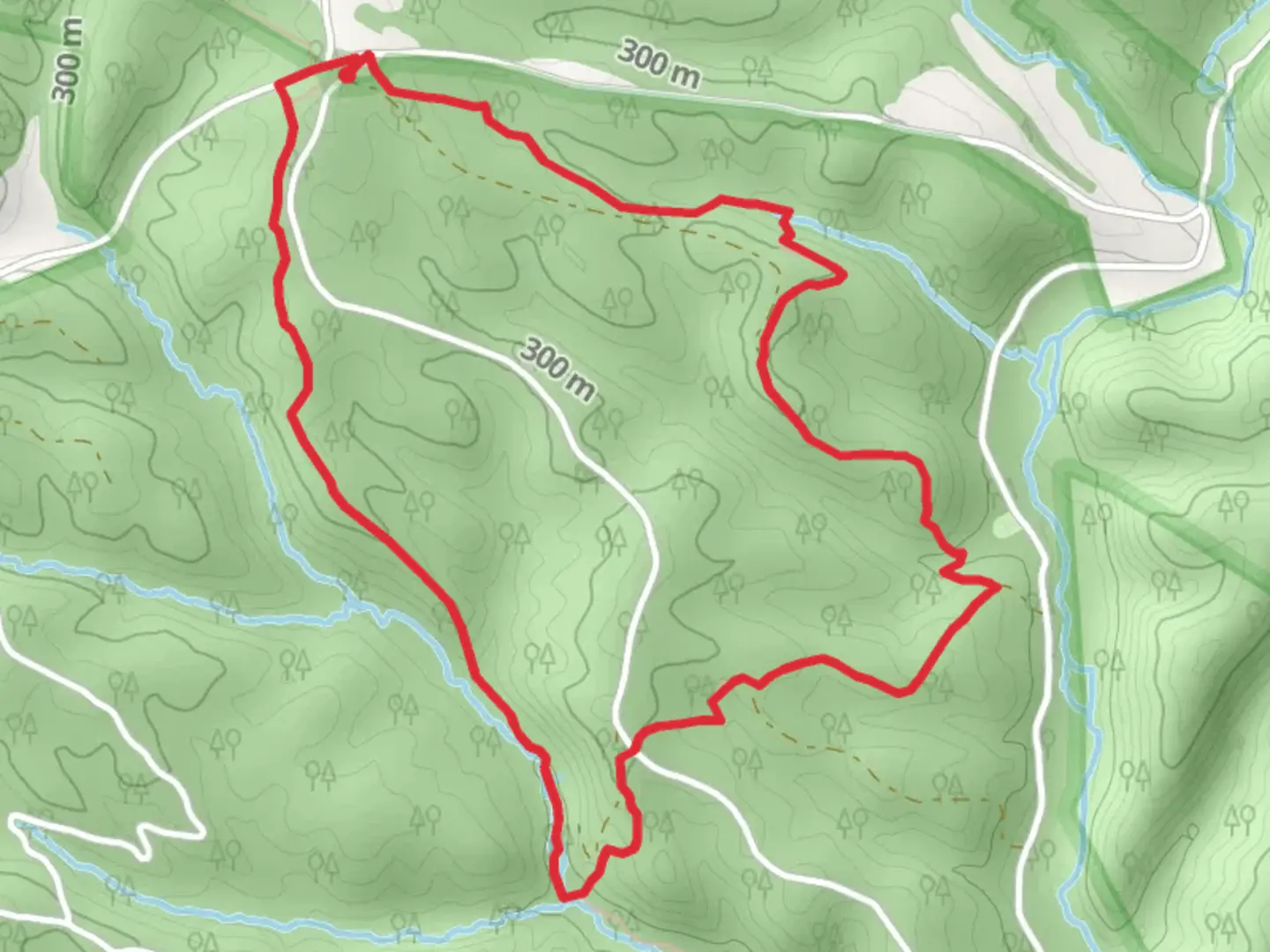 An image depicting the trail Twin Oaks and Pine Lick Loop Trail and its surrounding area.