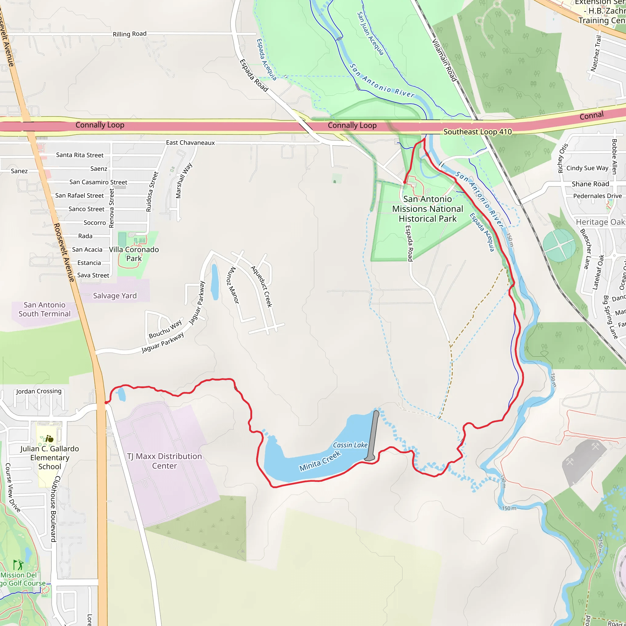 Cassin Lake and San Antonio River mobile static map