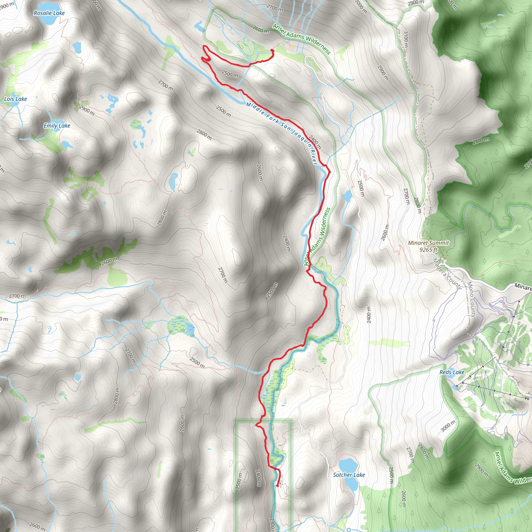 Pacific Crest Trail - Agnew Meadows Campground mobile static map