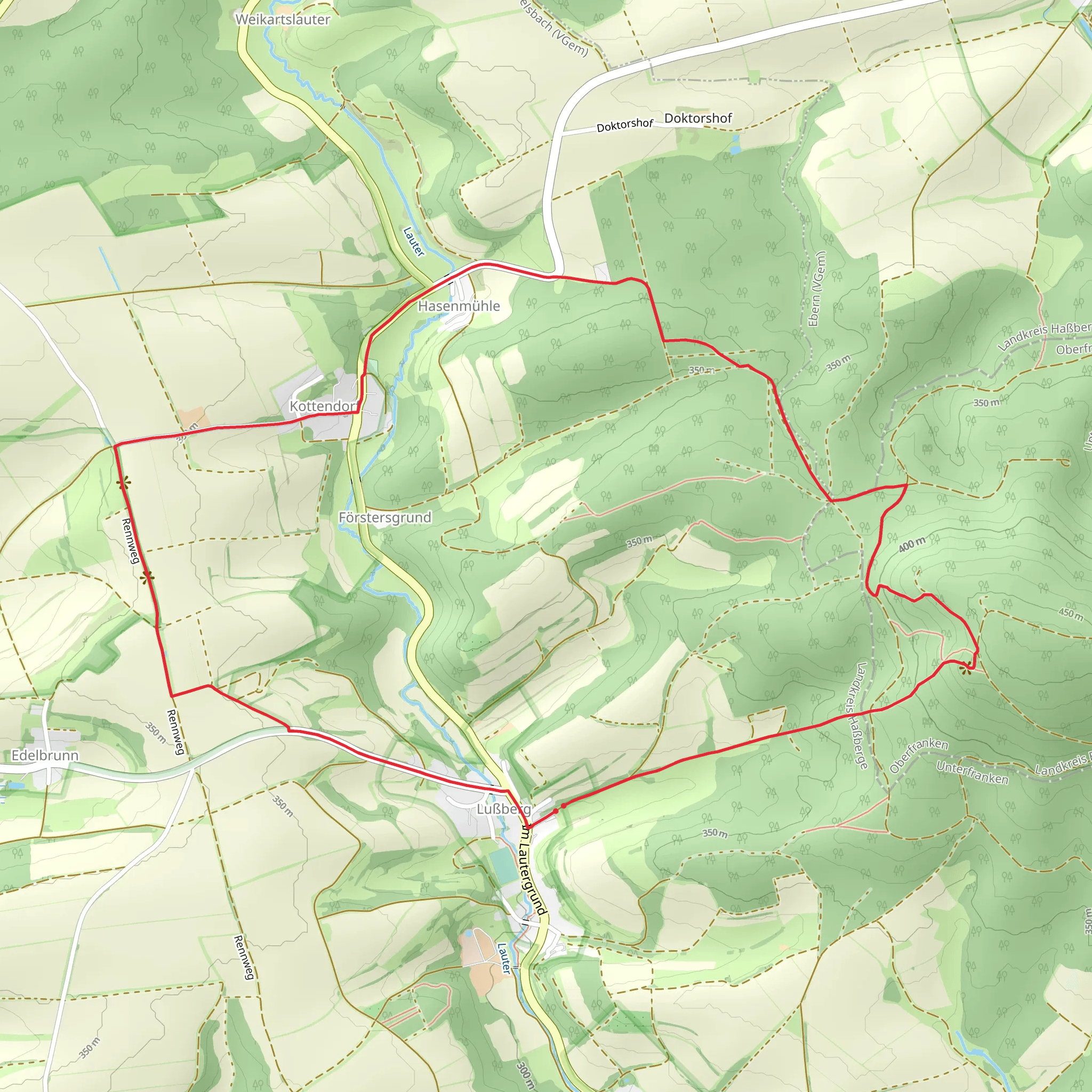 Hase Lussberg and Pfaffenritt Loop mobile static map