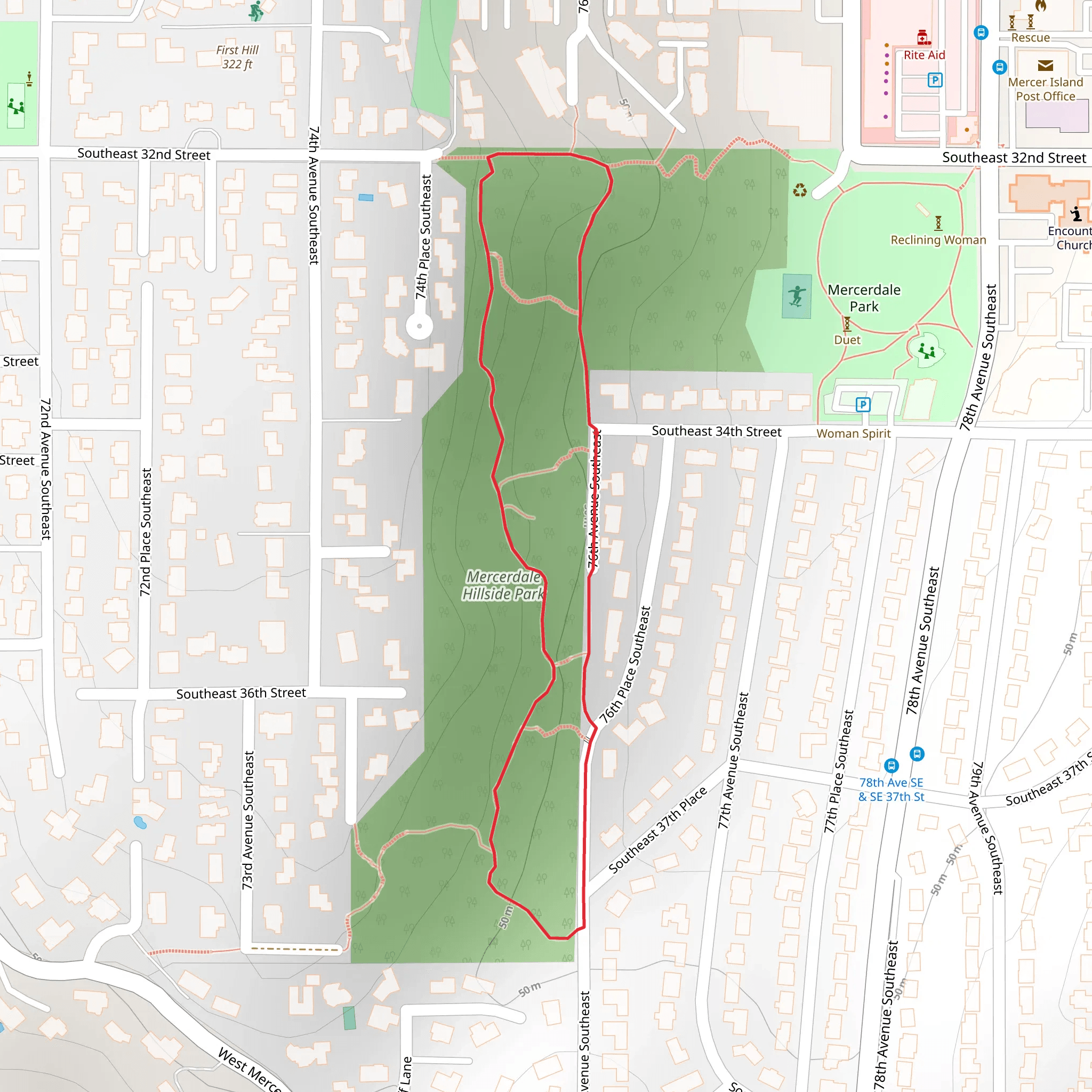 Mercerdale Hillside Park Loop mobile static map