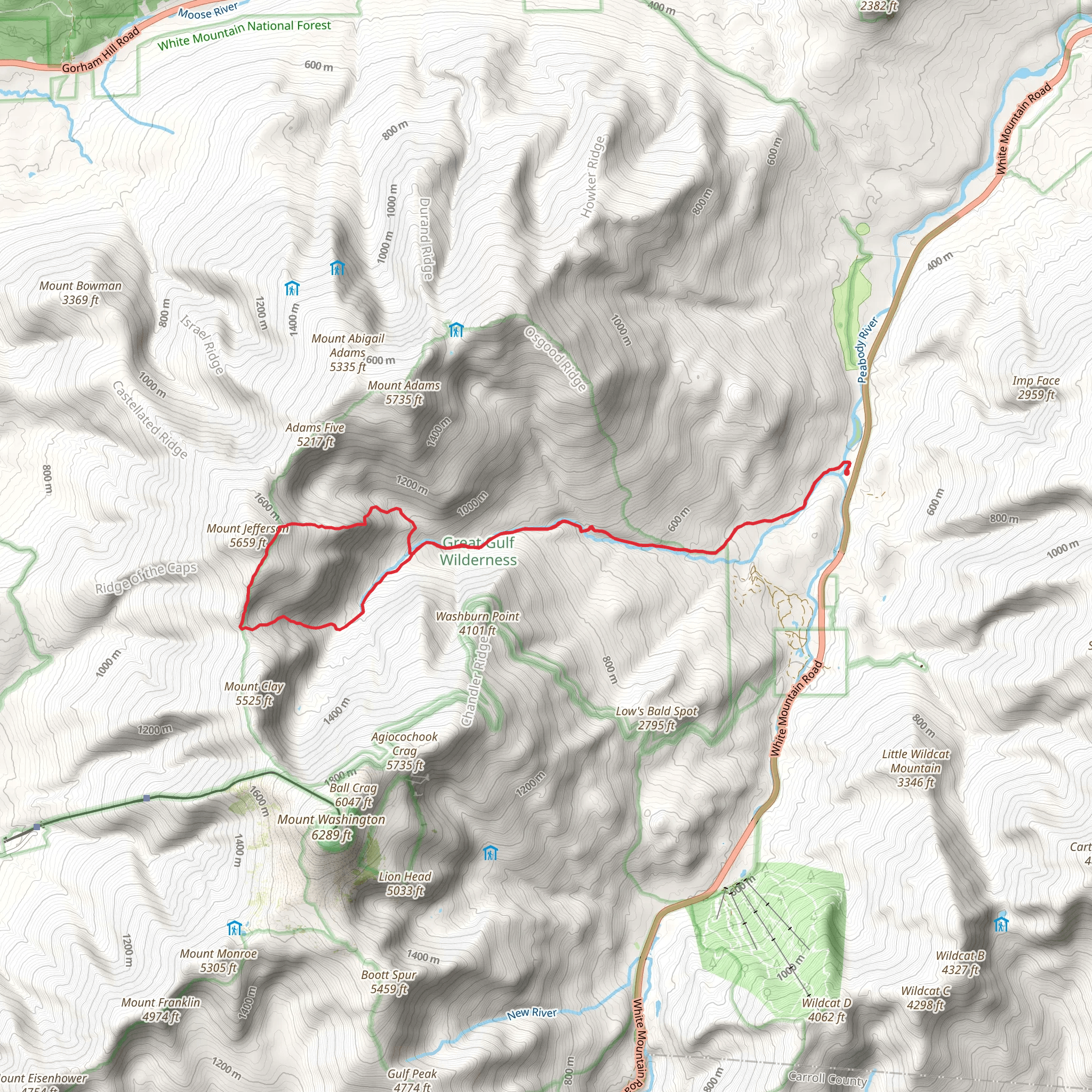 Six Husbands - Sphinx Trail via Great Gulf Trail mobile static map