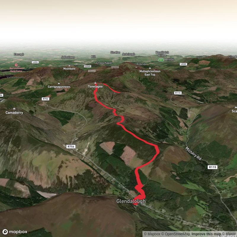 Glendalough to Tonelagee