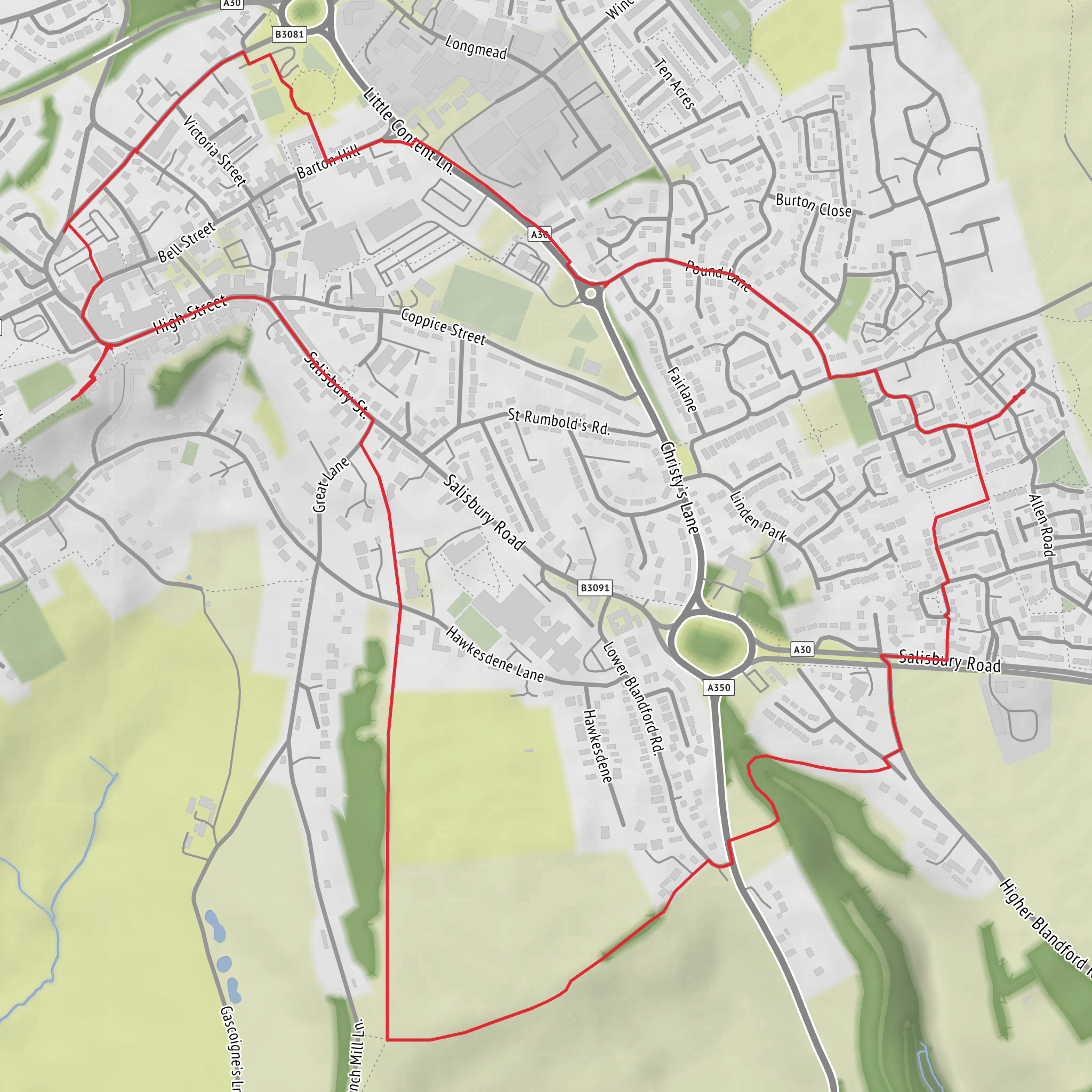 Hike from Dorset via Butt's Knap mobile static map