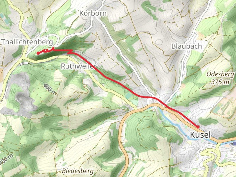Kraeutergarten to Kusel via Zuwegung Veldenz Wanderweg