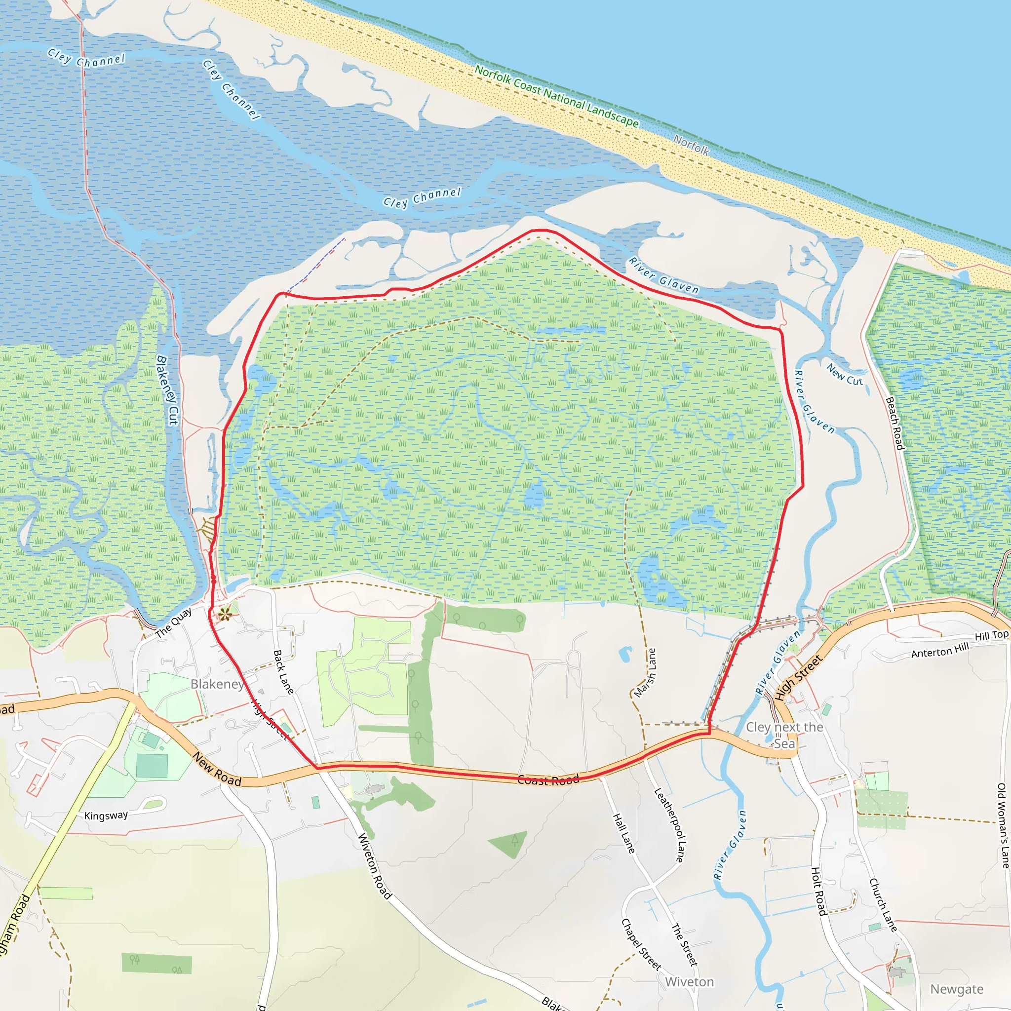 Cley next the Sea from Blakeney mobile static map