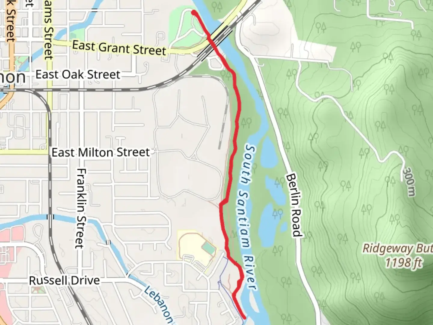 An image depicting the trail Old MIll Trail from River Park and its surrounding area.