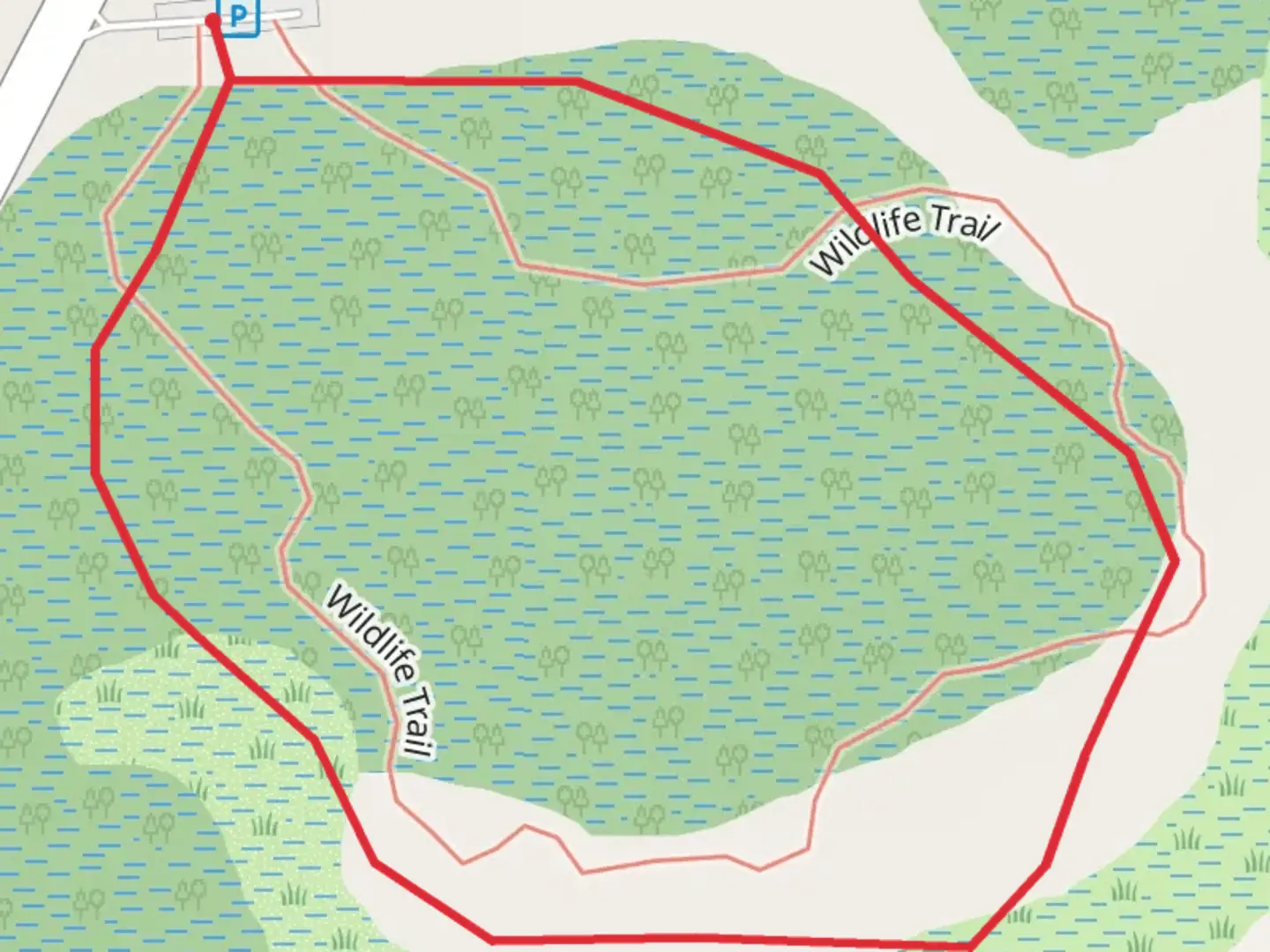 An image depicting the trail Wildlife Loop Trail and its surrounding area.